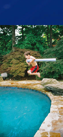 Outside video surveillance overlooking an outdoor pool